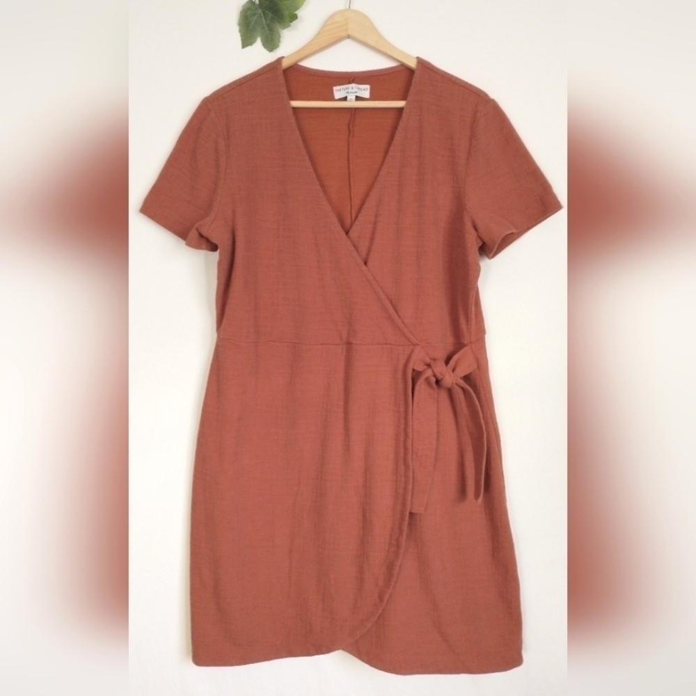 Madewell Rust Wrap Midi Dress - Picture 2 of 7